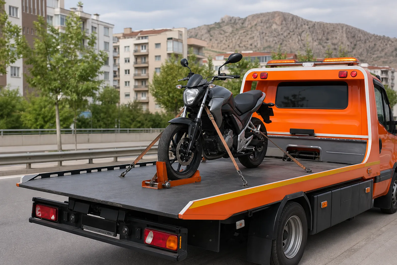 Motosiklet Çekici için Türkiye tipi yol yardım sahnesi
